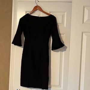 WHBM black midi with exposed zipper and bell sleeves